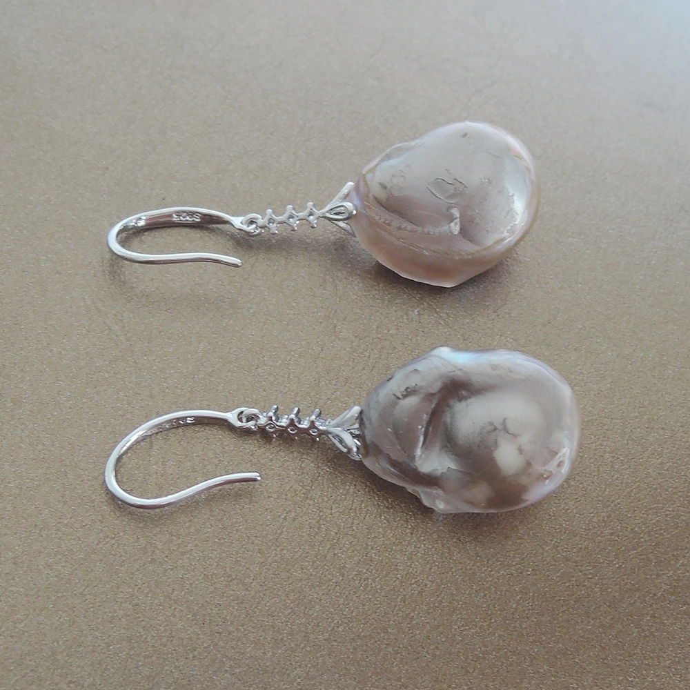 100% Natural Freshwater Pearl Earring Baroque Pearl 15-25mm Big Baroque Pearl Elegant Jewelry Accessory