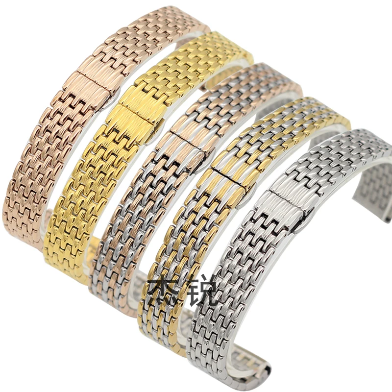 Solid Stainless Steel Watch Bands For Ladies 12mm 14mm 16mm 18mm 20mm Golden Rose gold silvery Men Women metal watch bracelets