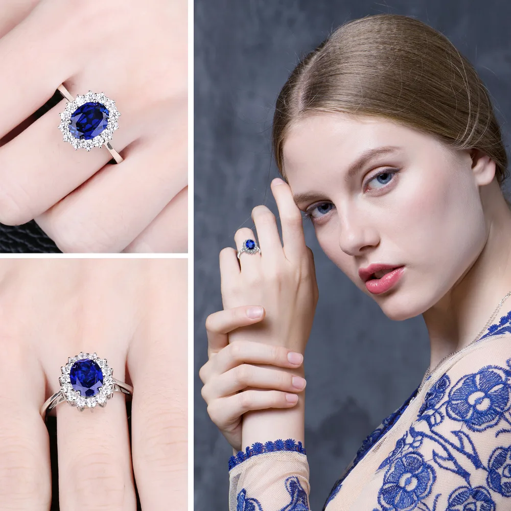 JewelryPalace Diana Erstellt Sapphire 925 Sterling Silber Halo Edelstein Ring Natürliche Amethyst Citrin Granat Peridot Blau Topas