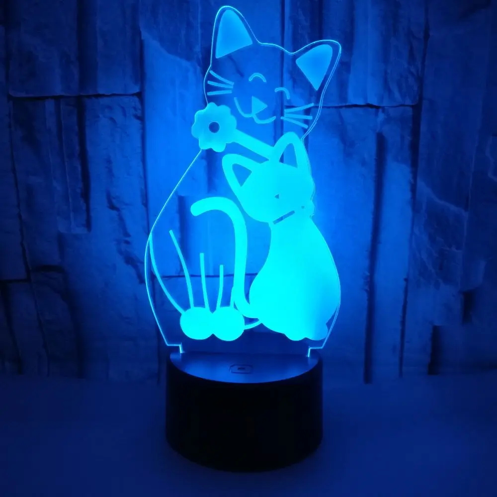 Cat Remote Touch Colorful 3d Night Lamp  Acrylic  Vision Led Small Table Lamps Factory wholesale Children's room Desk Lamp