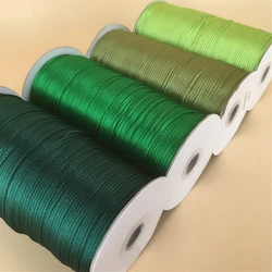 2mm Colours Green Chinese Knot Rattail Satin Cord Braided String Jewelry Findings Beading Rope 20Meters Lot