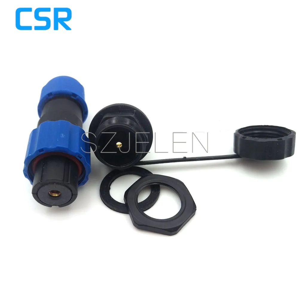 SP1310/S1-SP1312/P1, 1 Pin Waterproof Connector , 1-Pin Coaxial Connector Plug And Socket, IP68, Panel Mount, Rated Current 30A