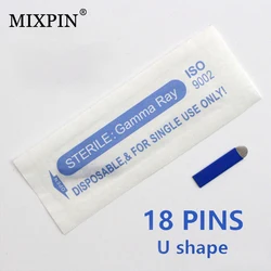50 PCS 18 Pin U Shape Tattoo Needles Permanent Makeup Eyebrow Embroidery Blade For 3D Microblading Manual Tattoo Pen