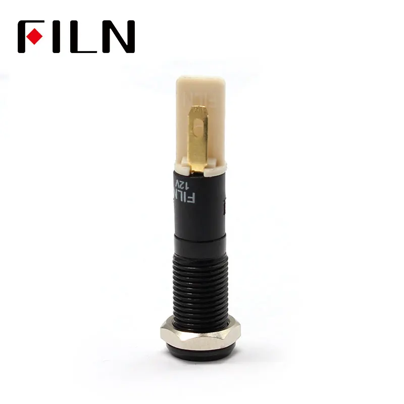 FILN 8mm C40 Car dashboard  black shell Fan tag 12v led indicator light with Solder foot