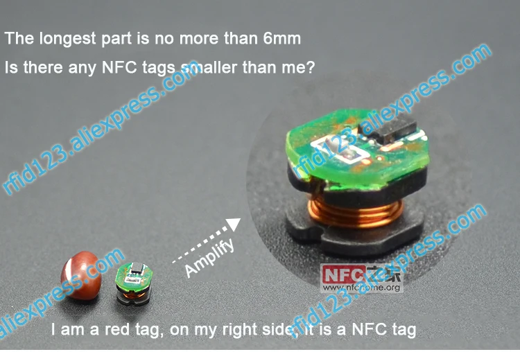 

Mini Size 6mm NFC Tag Small as a Red Bean Mini NFC SIC43N1F 888 bytes