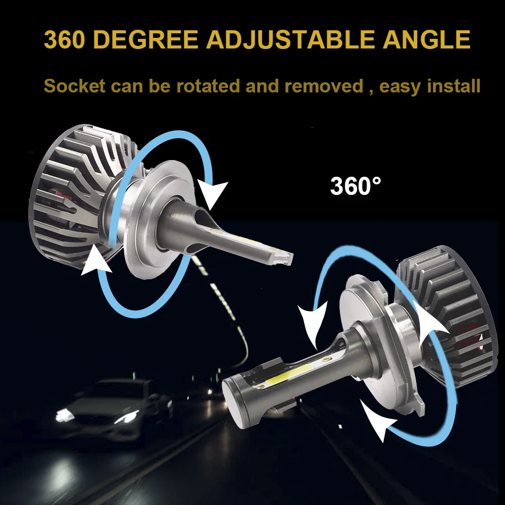 YHKOMS Canbus Car Headlight LED H4 H7 3000K 4300K 6500K 8000K LED Bulb  H11 H8 H1 H3 9005 9006 880 881 H27 Auto Fog Light Lamp