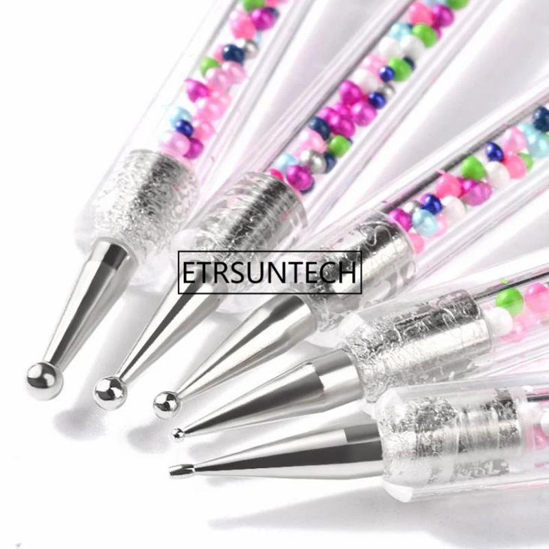 5Pcs Set UV Gel Painting Drawing Nail Art Dotting Pen Acrylic Caviar 2 Way Brush Salon Decorations Manicure Tools Kit F1676