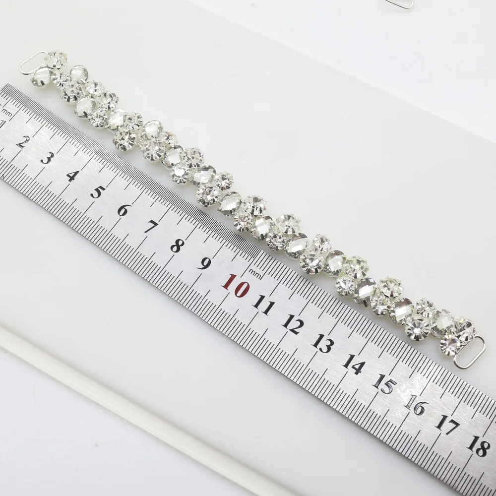 factory Outlet 2pcs 170mm* 20mm clear Crystal Rhinestone Bikini connector buckle reinforcement flat chain Metal chain Decorative