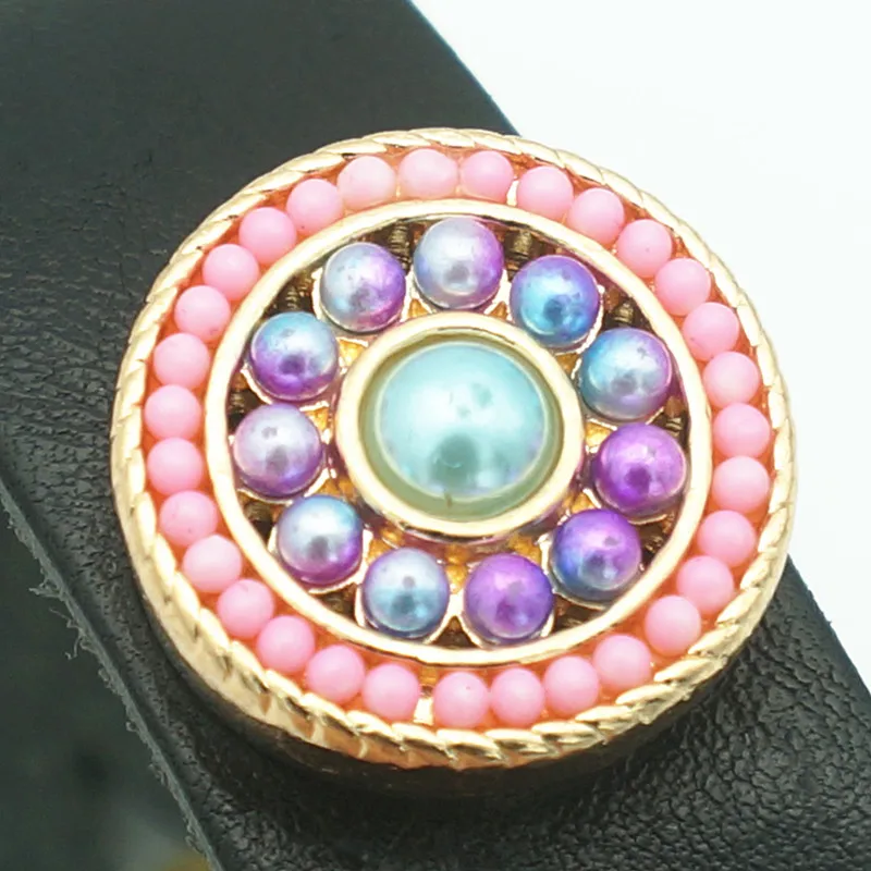 KZ3303 New Fashion Beauty Golden Round Beads 22mm snap buttons fit 18mm snap jewelry wholesale