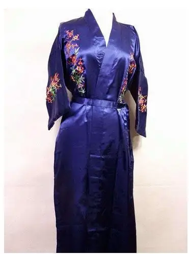 New White Chinese Women\'s Silk Robe Gown Novelty Embroidered Sleepwear Kimono Yukata Gown Flower S M L XL XXL XXXL W3S001