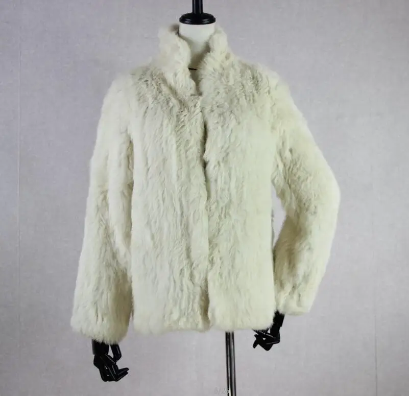 Harppihop top sell fur New Genuine Rabbit Fur Coat Fashion Women knit Rabbit Fur Jacket Winter Warm Rabbit Fur Outwear HP-716