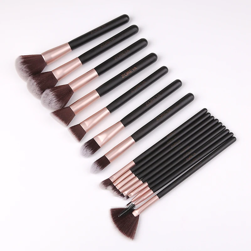 ZOREYA 16pcs Professional Makeup Brushes Soft Synthetic Hair Classic Wooden Handle Make Up Brush Powder Blusher Cosmetic Tools