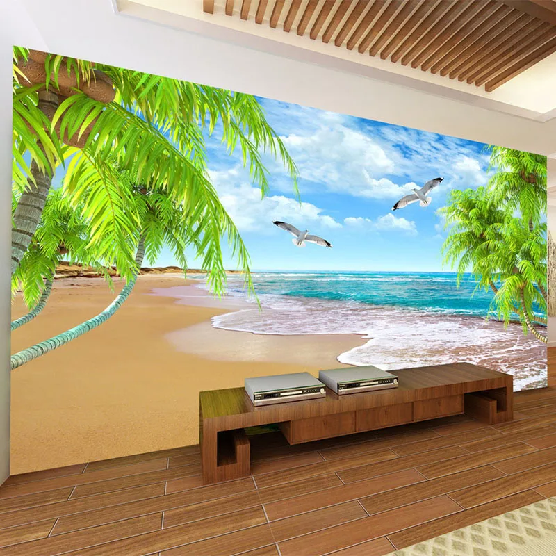 Photo Wallpaper 3D Nature Landscape Coco Seaside Murals Living Room TV Sofa Theme Hotel Background Wall Cloth Papel De Parede 3D