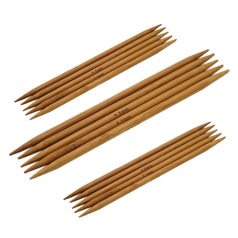 55Pcs 11 Sizes 13cm Bamboo Knitting Needles Crochet Hooks Double Pointed Carbonized Sweater Needle Weave Craft