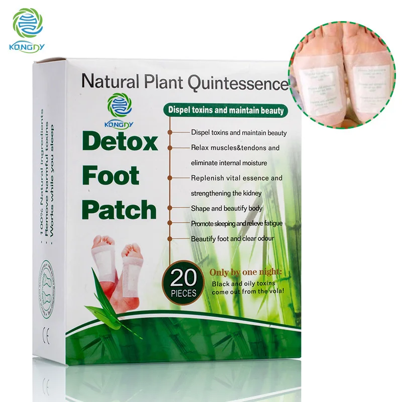 

40 Pieces=2 Boxes KONGDY Factory Direct Natural Bamboo Detox Foot Pads Patch with Adhesive Foot Detoxin Slim Slimming Foot Patch