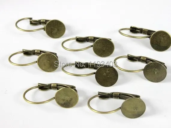 100PCS Antiqued Bronze plated  9mm Round Pad blank setting French Lever  Earrings  (EAR-1B)