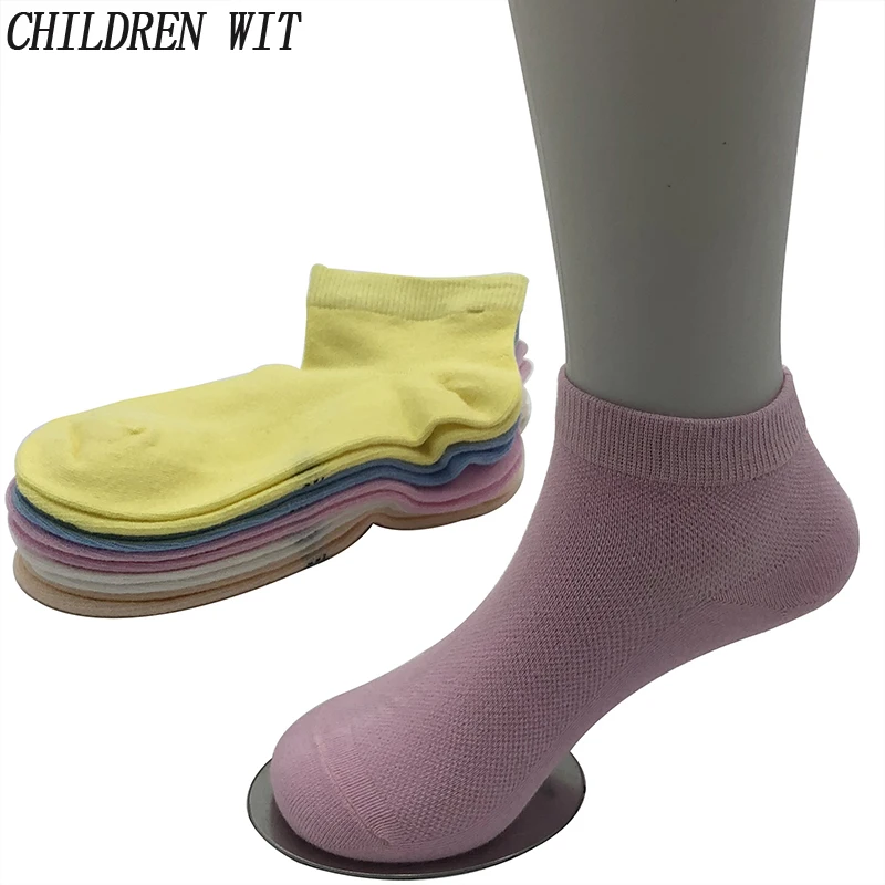 KINDER WIT 5 Paare/los Kinder Socken Frühling & Sommer Mode Candy Farbe Baumwolle Atmungs Mädchen Socken 4-11 Jahr für Mädchen