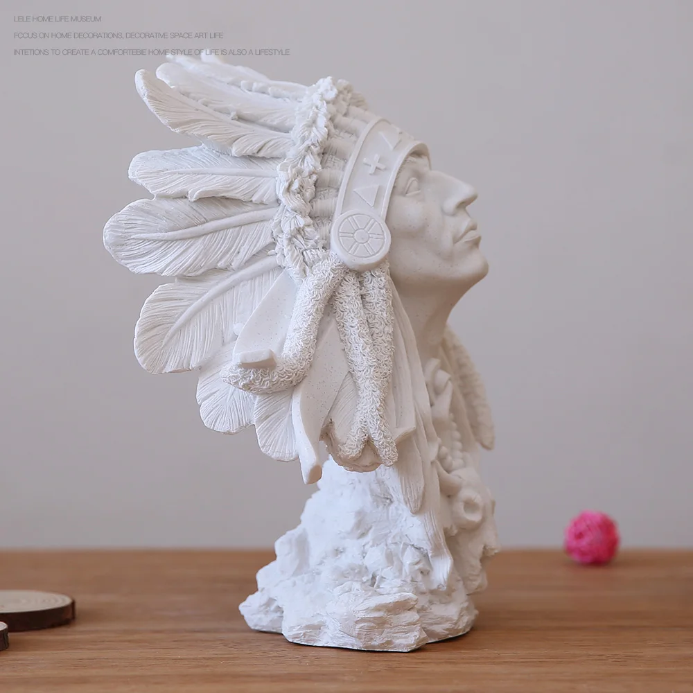 Modern Resin Pure White Indian Figurines Crafts Model Room Sandstone Plaster Sculpture Portrait Character Ornaments Decoration