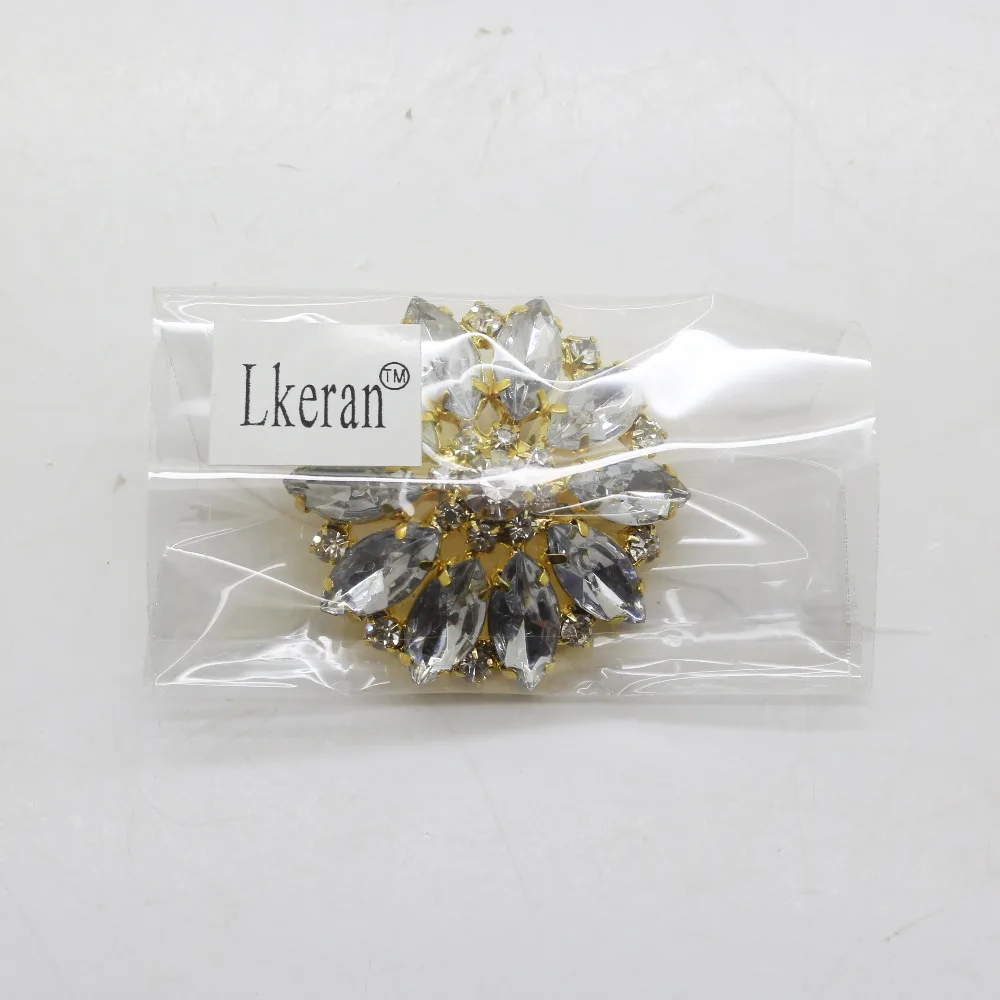 3pcs/lot 40mm rhinestone crystal button gold decorative flower button coat clothing fashionable clothing  accessories.
