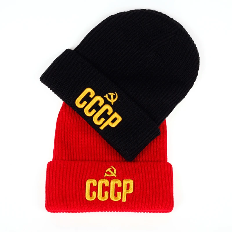 VORON new CCCP RUSSIAN STYLE winter warm hat RED BASEBALL CAP WITH GOLD 3D EMBRIDERY MAN AND WOMAN BASEBALL CAP AND HAT Beanies