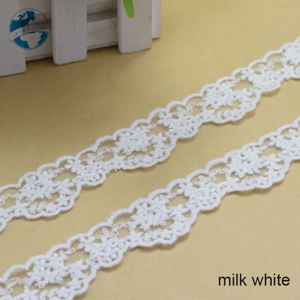 3cm White Cotton Lace Embroid Sewing Ribbon Guipure African Lace Fabric Trim Warp Knitting DIY Wedding Garment Accessories#2889