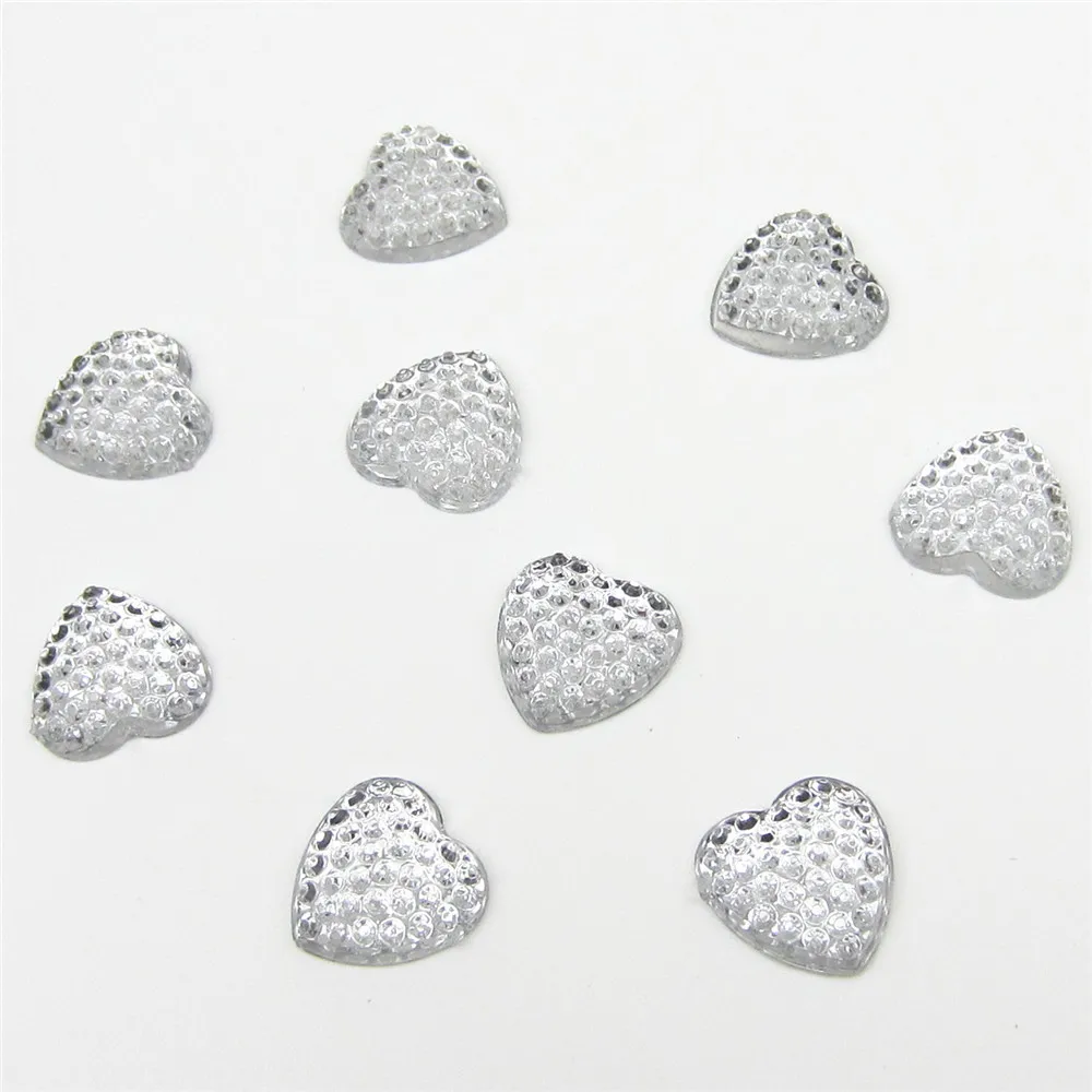 100pcs Resin Heart design Rhinestones 12mm Flatback Rhinestones DIY Nail Art Garment Accessories Decoration