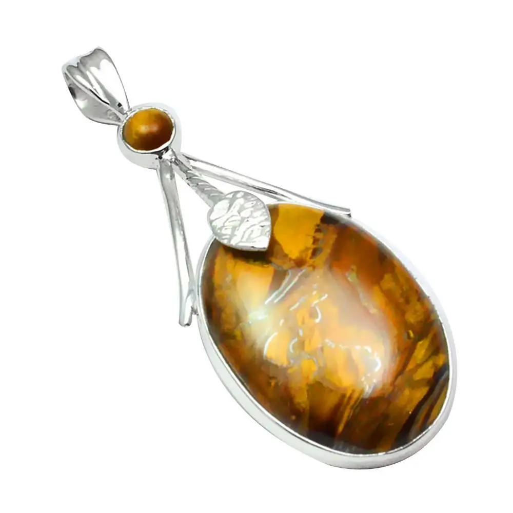 Nature Tiger Eye Pendant 925 Sterling Silver, 53 mm, AP5692