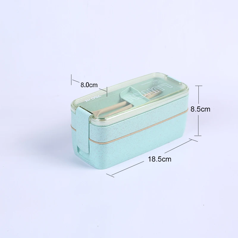 750ml Healthy Material 2 Layer Lunch Box Wheat Straw Bento Boxes Microwave Dinnerware Food Storage Container Lunchbox