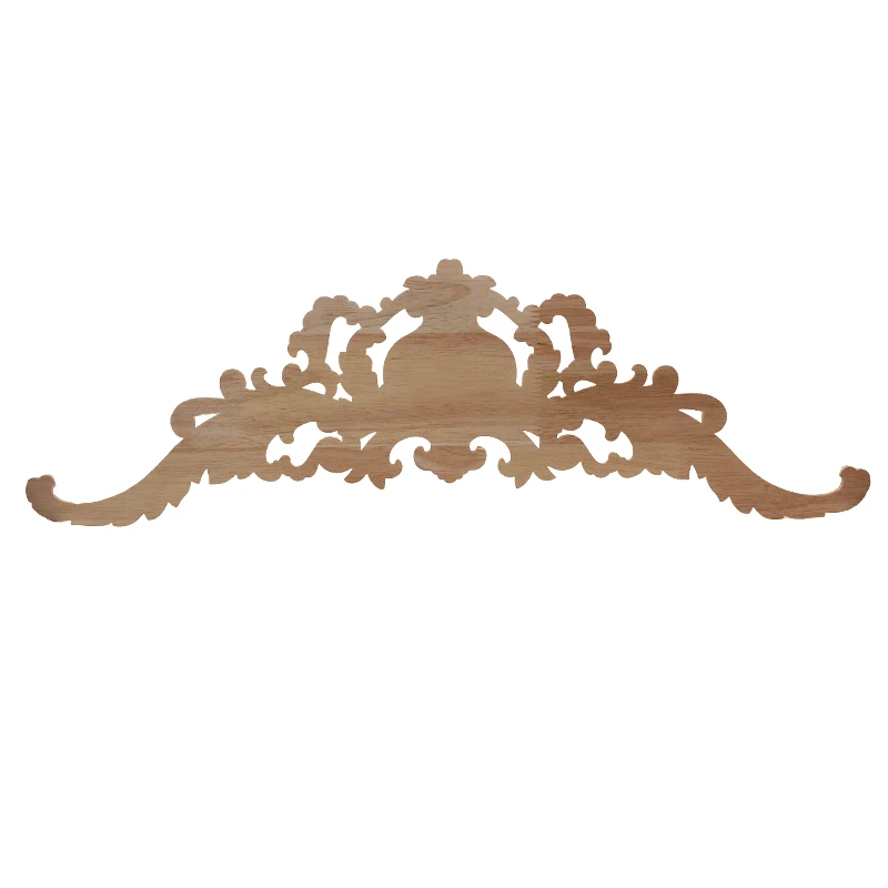 RUNBAZEF Woodcarving Furniture Vintage Home Decor Decoration Accessories Solid Wood Applique Carved Long Flower Piece Miniature