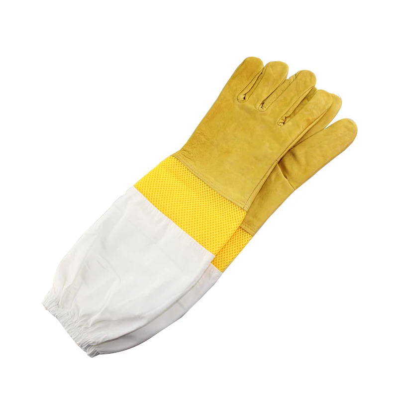 1 Pair Bee Gloves Protective Beekeeping Gloves Goatskin Bee Keeping Vented Long Sleeves beekeeping equipment and tools