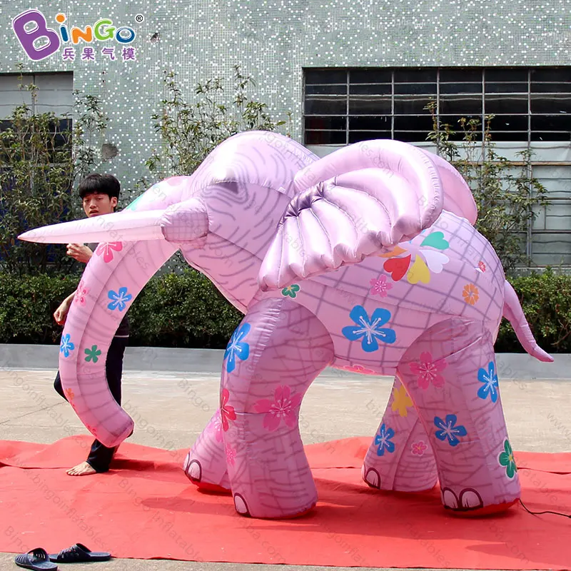 Lovely 2.4X2.2X2 Meters Inflatable Elephant Model for Decoration Customized Blow Up Flower Elephant for Advertising Cartoon Toys