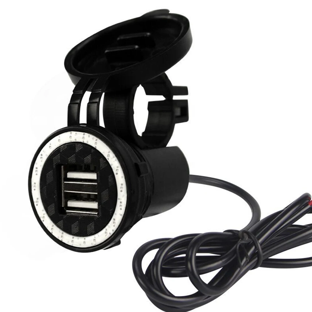 5V 1/2.1A USB Motorcyc Charger Waterproof LED Light Cargador Coche Mobile Phone Adapter Chargeur Usb Voiture USB Socket Moto