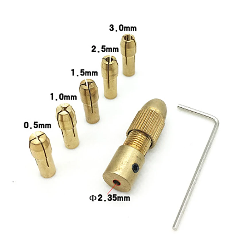 1 Set 2.35mm/3.17mm Laiton Forets Mandrin Outils Accessoires 0.5mm 1.0mm 1.5mm 2.5mm 3.0mm/3.2mm Mini Perceuse Électrique Pince
