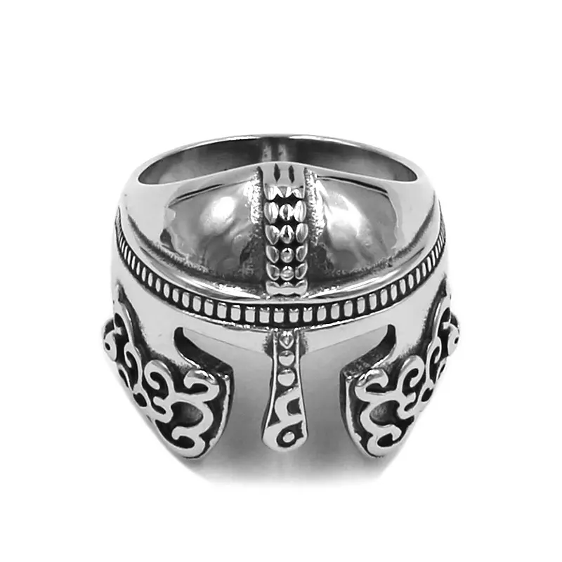 Bague de casque en acier inoxydable pour hommes, anneau de motard, masque de guerrier Viking nordique, anneau de casque, bijoux, Totem Rune, amulette, vente en gros, SWR0936