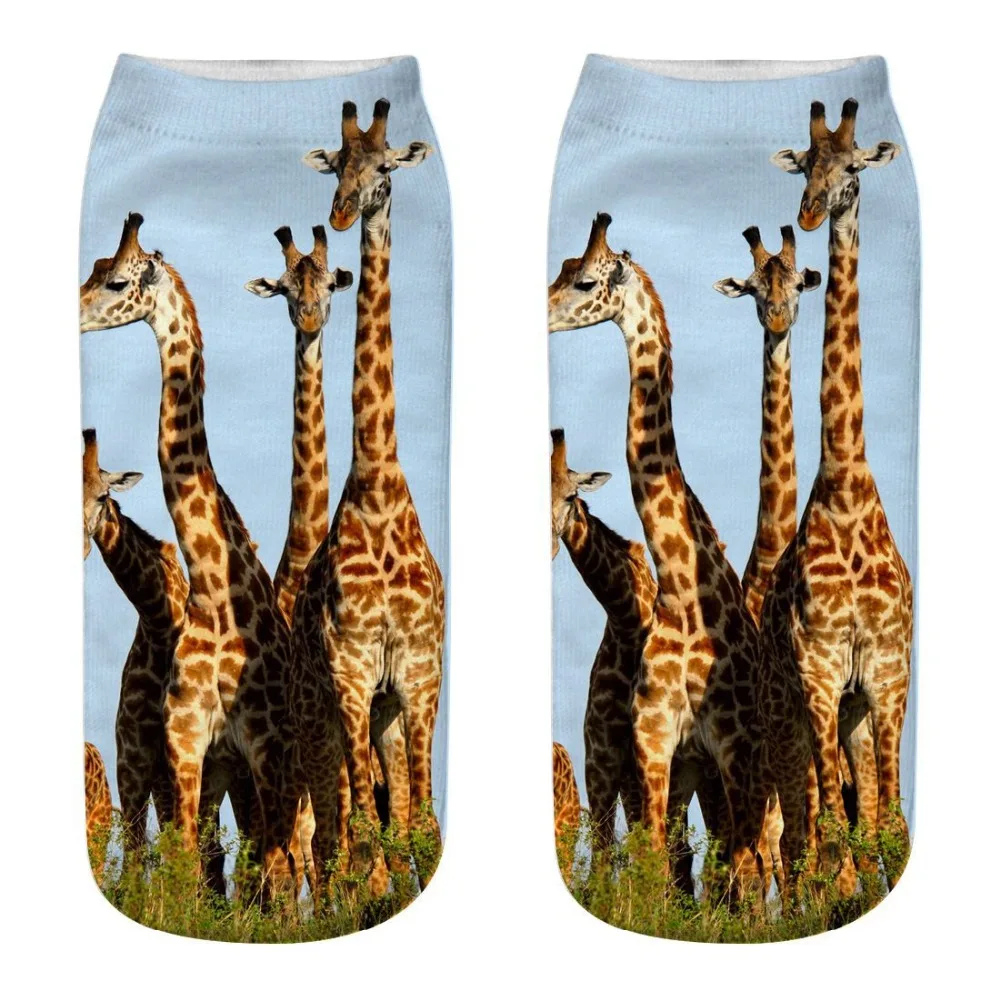 New Funny Giraffe Socks Character 3D Print Women Socks Cute Low Cut Ankle Socks Calcetines Mujer Fashion Female Short Sox