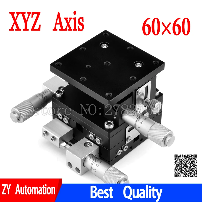 Xyz-linear Stage Aparar Plataforma Rolamento Tuning Mesa Deslizante Trilho Transversal Duplo Eixos 60*60 mm Xyz60-lm2