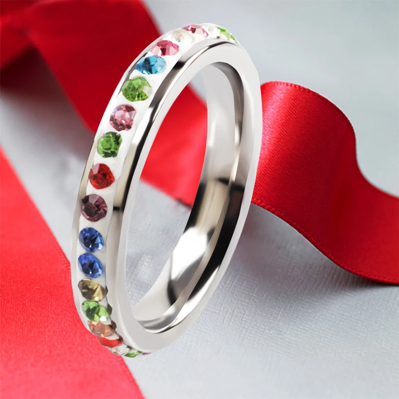 QianBei Stainless Steel Rings For Women Small CZ  Surround Personalized Fashion Jewelry Wholesale