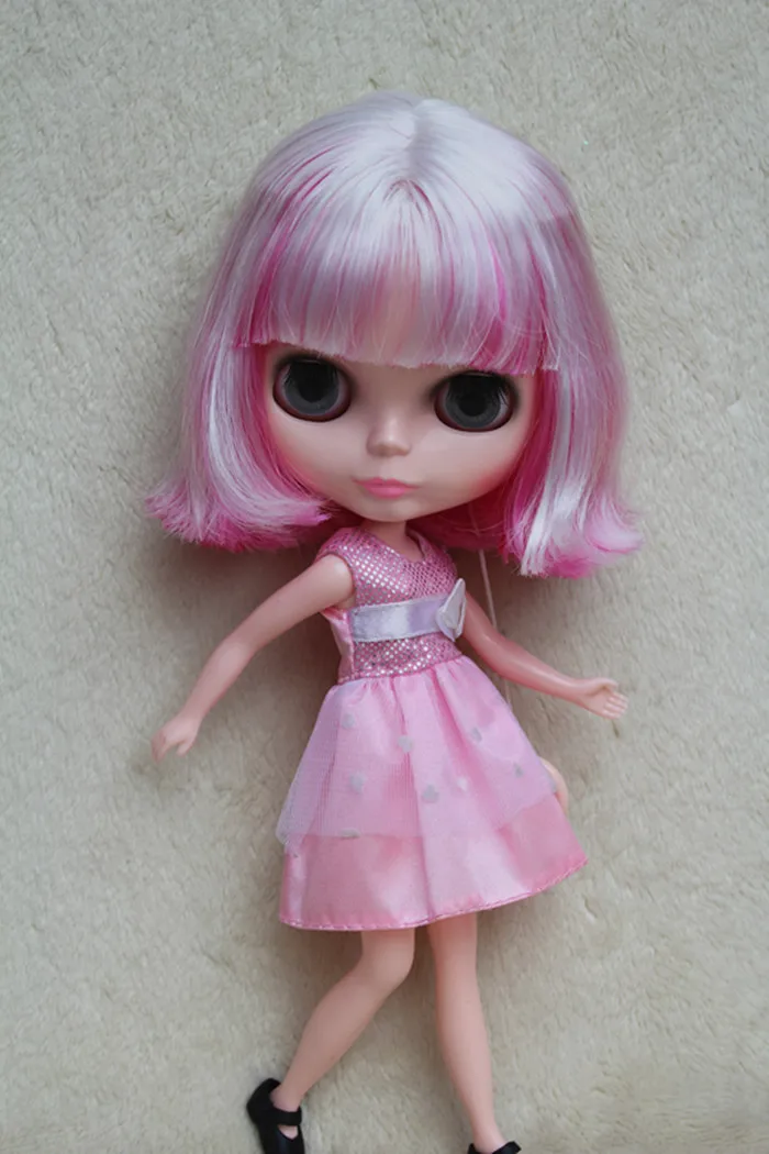 

Blygirl White Pink Liu Hai short hair Blyth doll nude doll ordinary DIY doll body joints 7 to change their own makeup