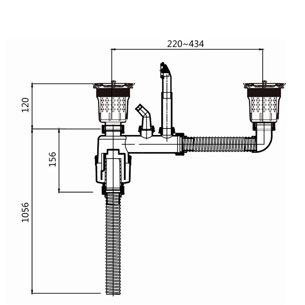 Talea Double Sink Drain Pipe Flexible Flume Pipe Washbowl Water Double Sink Basin Drain Hose Sewer pipe downcomer parts