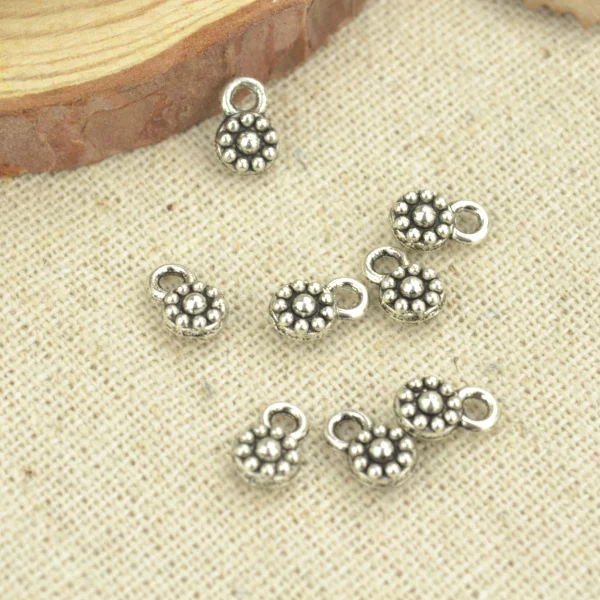 75 Pcs 9*5 mm Antique Silver color Tone  flower Charms DIY Jewelry Making Q1138