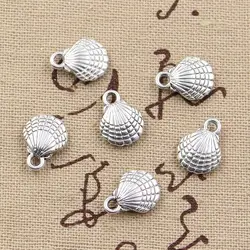 20pcs Charms Double Sided Shell 13x10mm Antique Bronze Silver Color Pendants Making DIY Handmade Tibetan Bronze Jewelry