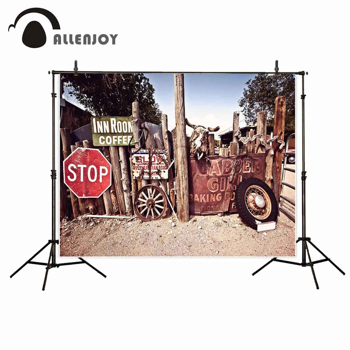 Allenjoy vintage station retro car motel tyre wood western style photography studio funds camera photographic professional