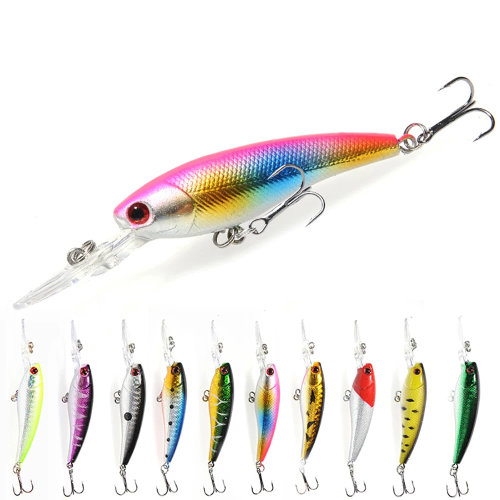 10pcs minnow Fishing lure hard baits set 10 colors  9cm 7g