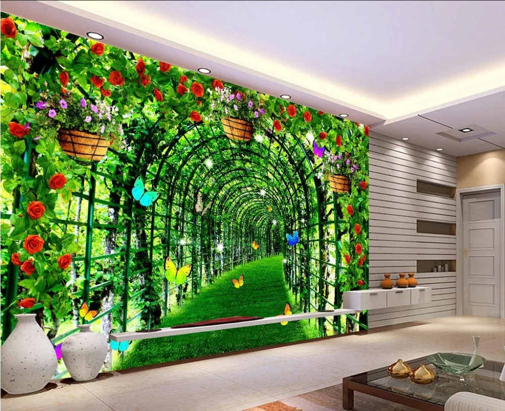 

3d wallpaper for room Green flower corridor background wall decorative painting photo 3d wallpaper