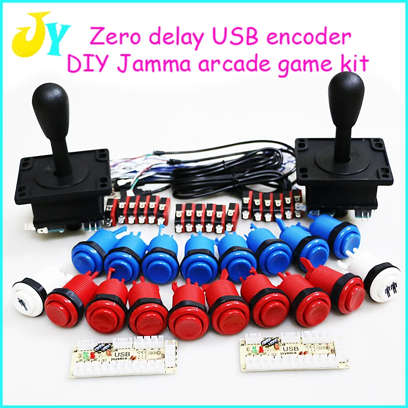 

Zero Delay Arcade Cabinet DIY Kit USB Encoder To PC American style Joystick 28MM Push Buttons 1 & 2 Player Start Button