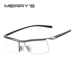 MERRYS Men Optical Frames Eyeglasses Frames Rack Commercial Glasses Fashion Eyeglasses Frame Myopia Titanium Frame TR90 Legs