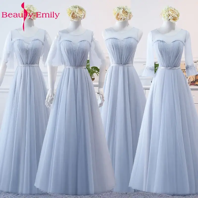 

Beauty Emily Sexy Long Bridesmaid Dresses 2021 A-Line Sleeveless Off the Shoulder Homecoming Wedding Party Dresses