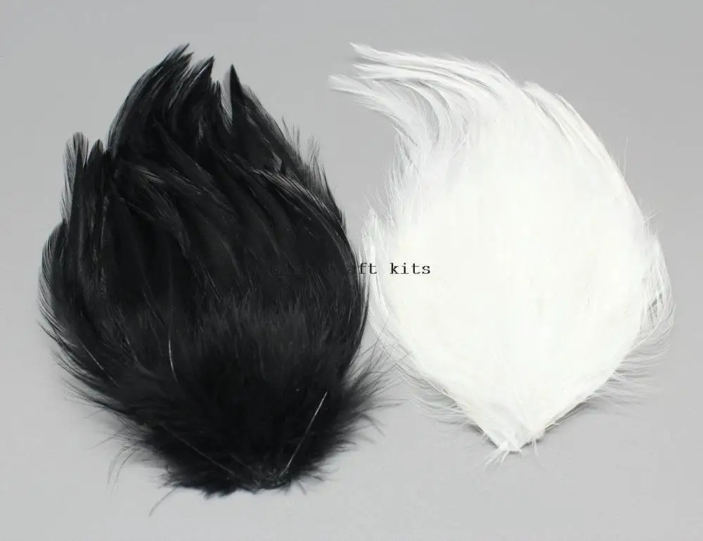 10 pads Raven Black And White Feather Pad Applique. Diy Craft Item for Millinery, Masks, Costumes, Hats, for diy headband