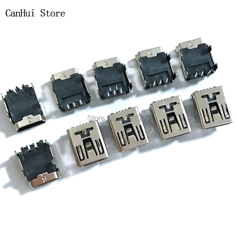 10Pcs Mini usb Connector 90 Degrees 4P Micro USB 5pin B Type Female Connector For Mobile Phone Micro USB Jack Connector 5 pin