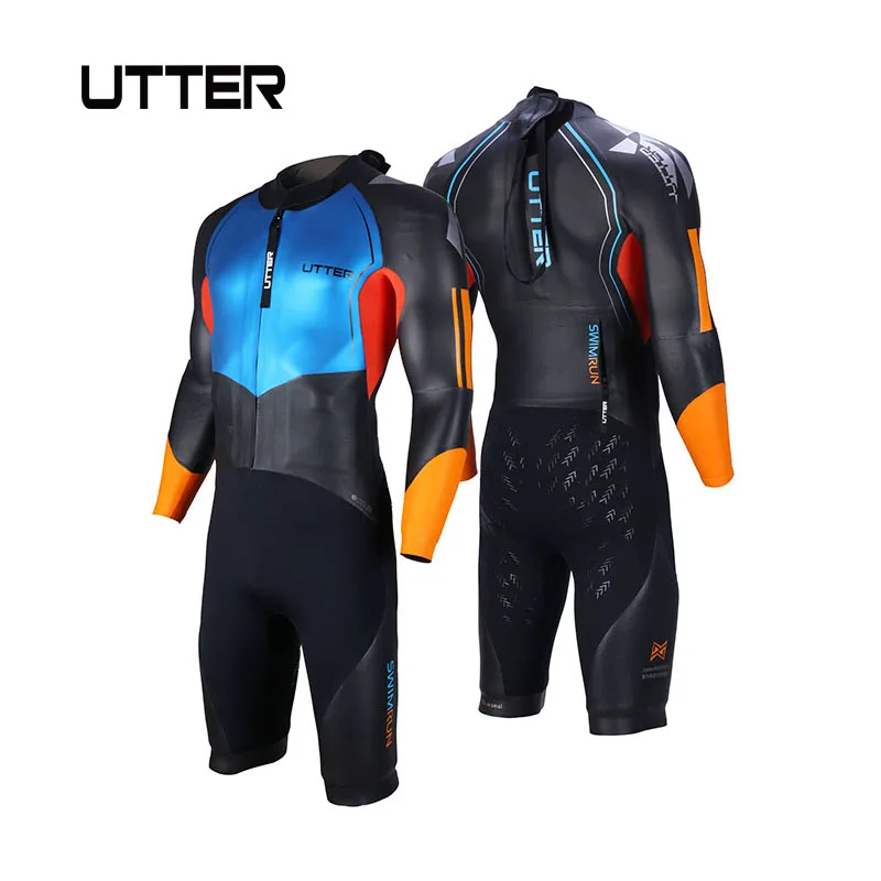 UTTER Men Smooth Skin Swimrun Short Legs SCS Yamamoto Neoprene Swimsuit Triathlon Suit Wetsuit for Surfing Watersports Swimwear